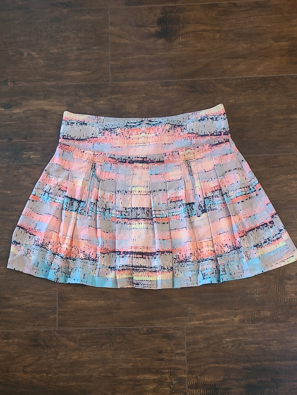 jamie sadock Pleated Mini Skirt - Pink, Blue, Peach Golf Size M